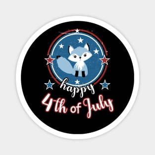 Retro Happy 4th of July Patriot Fox Magnet